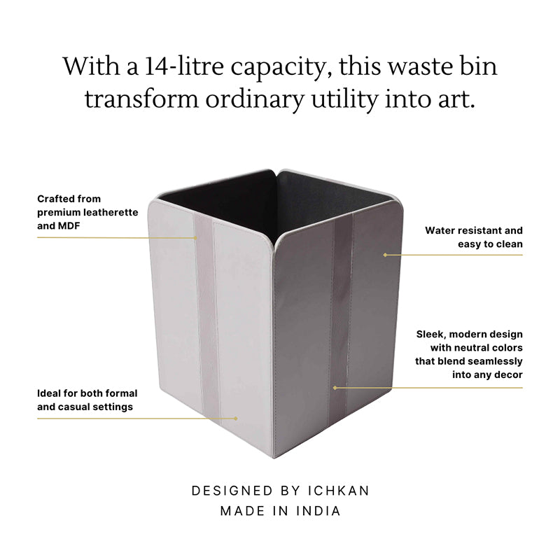 Veltrix Faux Leather Dust Bin - Grey media 5
