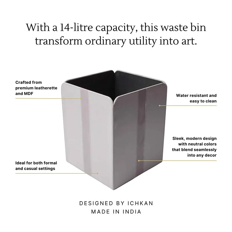Veltrix Faux Leather Dust Bin - Grey media 5