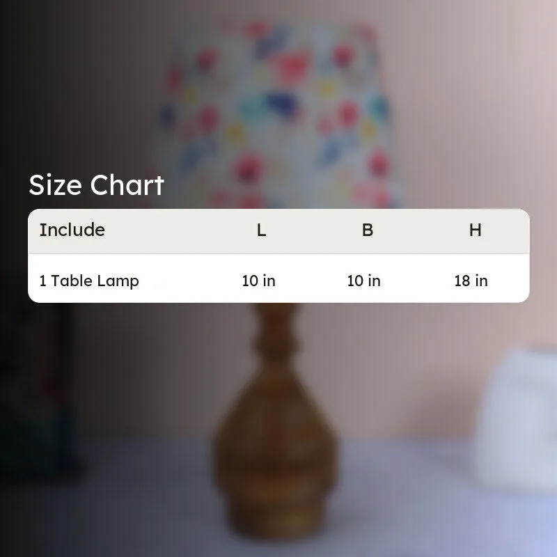 Luna Borealis Glyph Printed Mango Wood Table Lamp - Multicolor media 5