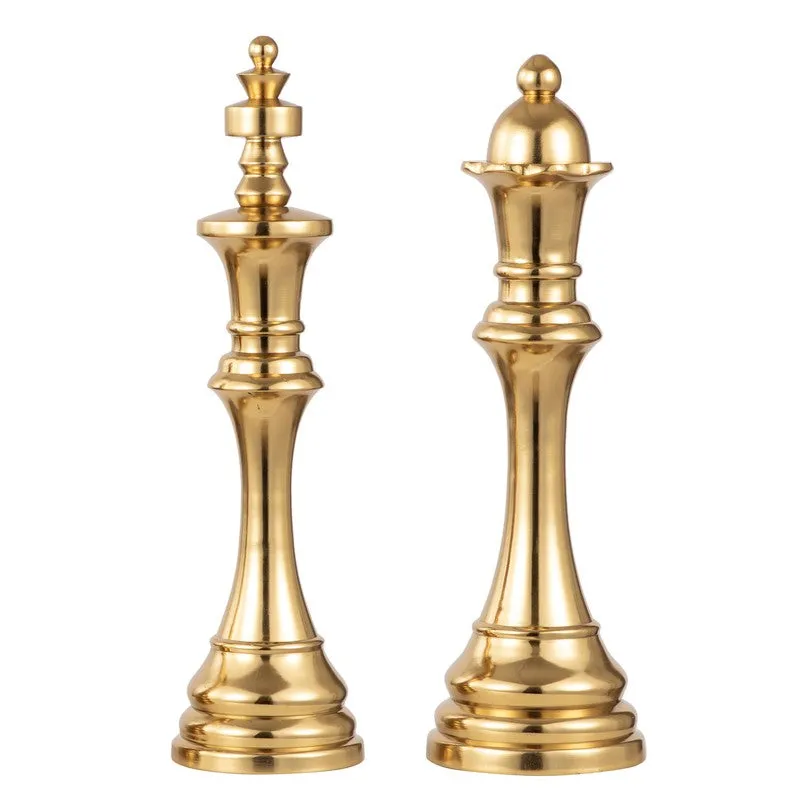 Chess Aluminum Showpiece (Gold) (Large) - Set Of Two media 3