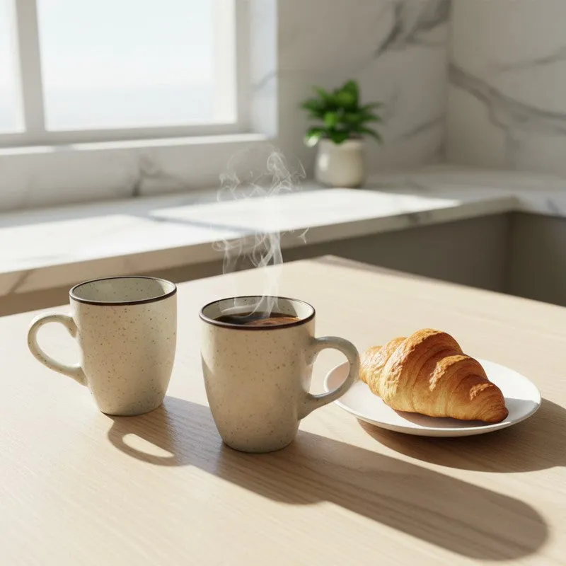 Ceramic Ceramic Coffee Mug (300 mL Each,Beige) - Set Of Six media 4