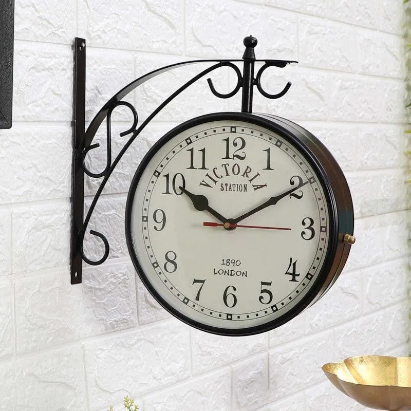 Dolva Double Sided Station Clock - Black & White media 1