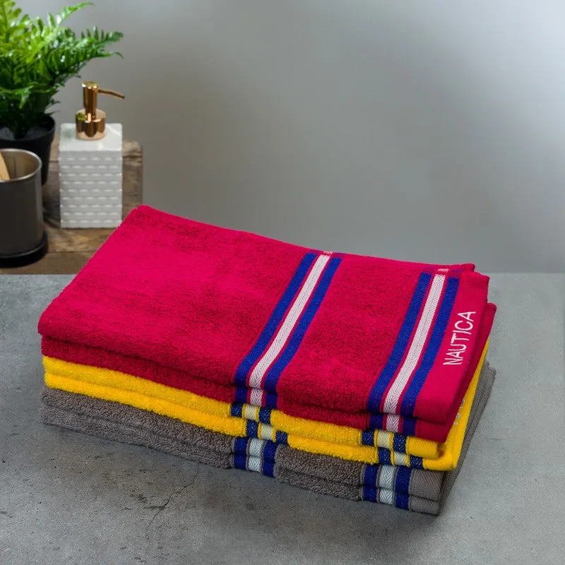 Nautica Dove Dual Down Cotton Hand Towel (Yellow,Red & Grey) - Set Of Six media 1