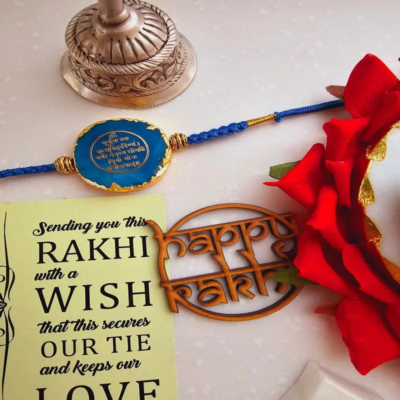 Gayathri Mantra Turquoise Agate Rakhi Gift Set media 1