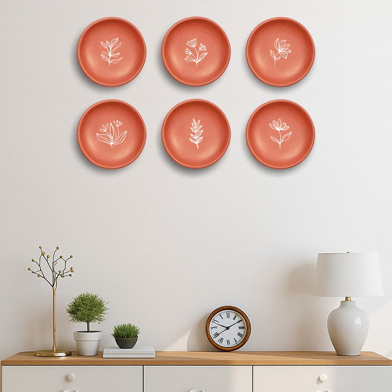 Earthy BloomsTerracotta Wall Plate - Set Of Six