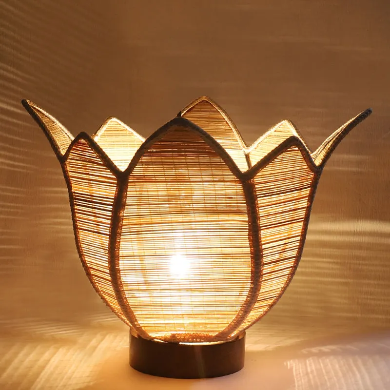 Glowen Bamboo Petal Curve Table Lamp - Beige media 5