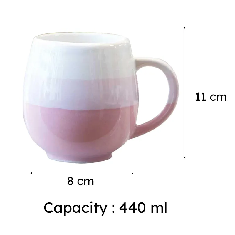 Wave Stoneware Coffee Mug (440 mL Each/Pink) - Set of Two media 6