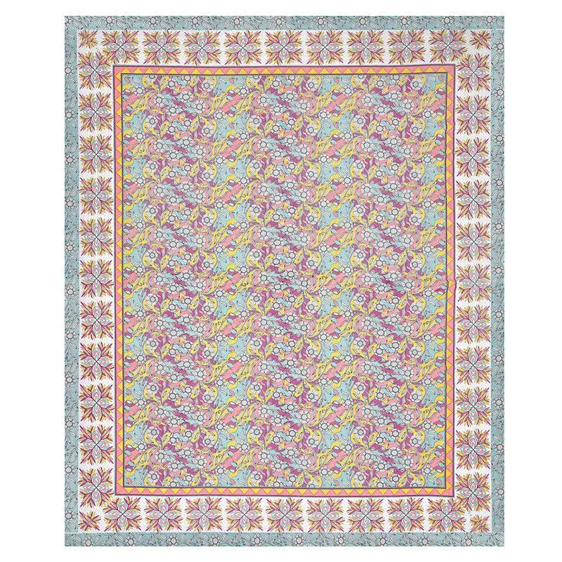 Nidra Nector Floral Cotton Bedsheet (Green & Pink) - 150 TC media 5