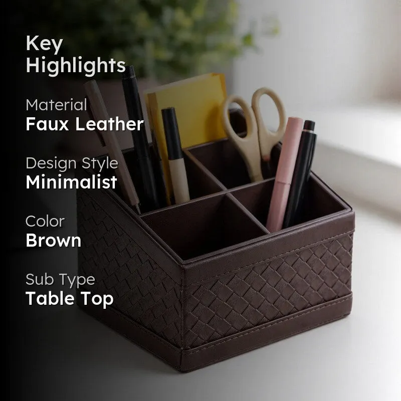 AarviDecor TaskTidy Faux Leather Desk Organizer media 2