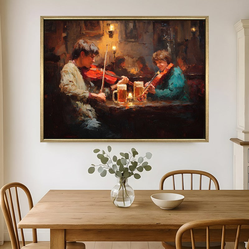 Fiddle Night Canvas Wall Painting With Frame
