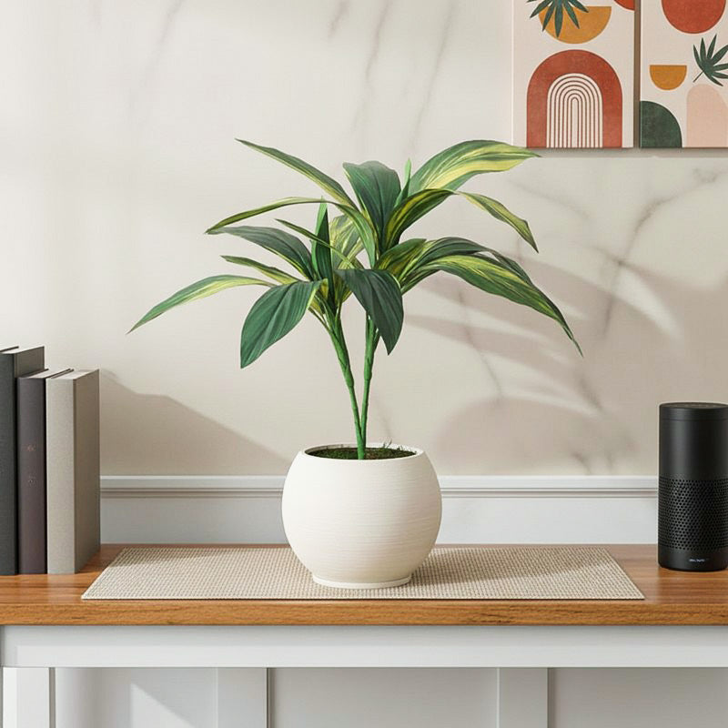 Leaf Delight Artificial Plant With Black Plastic Pot