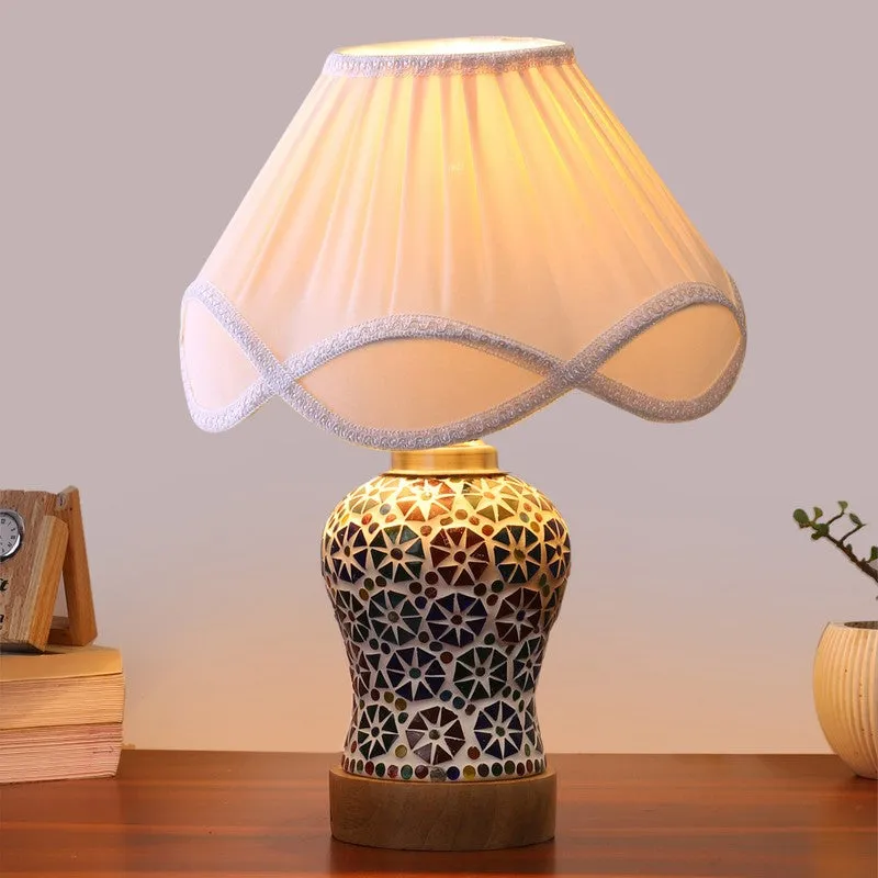 Astrona Arc Pleated Wooden Table Lamp media 3