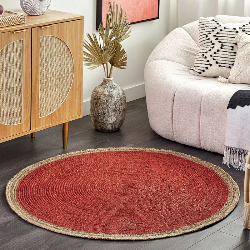 Knot Rustica Braided Jute Area Rug - Red media 3