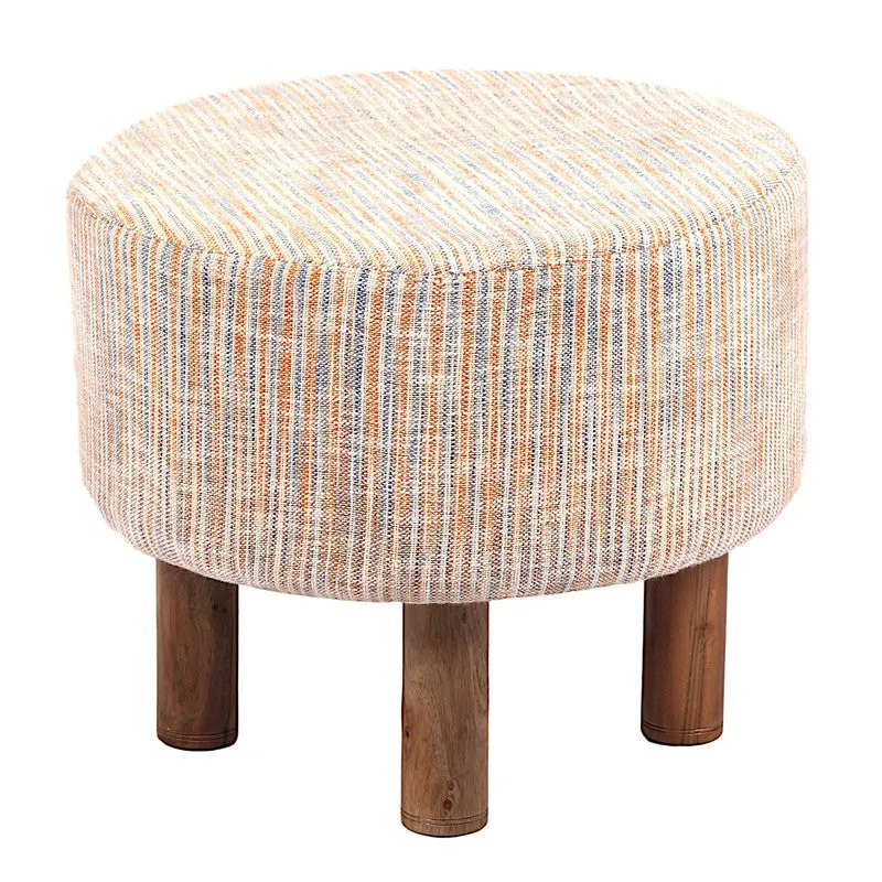 Nverix Acacia Wooden Ottomans (Beige) - Set Of Two media 4