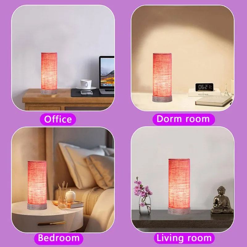 Ocra Tower Wooden Table Lamp With Jute Shade - Pink,White media 5