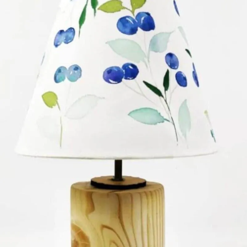 Blue Berry Bath Handpainted Fabric Table Lamp - Multicolor media 5