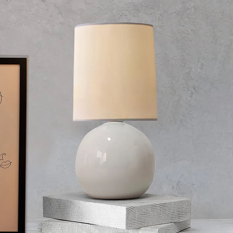Ibex Orb Ceramic Fabric Table Lamp - White media 3