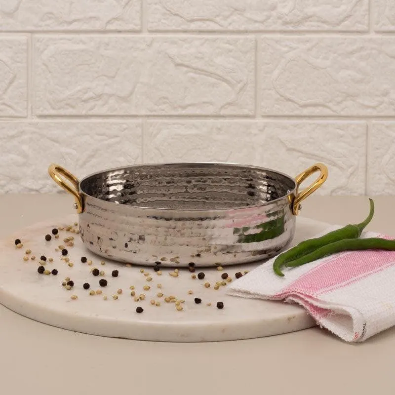 Vintage Allure Hammered Oval Kadhai Serving Pot - 700 ML media 1