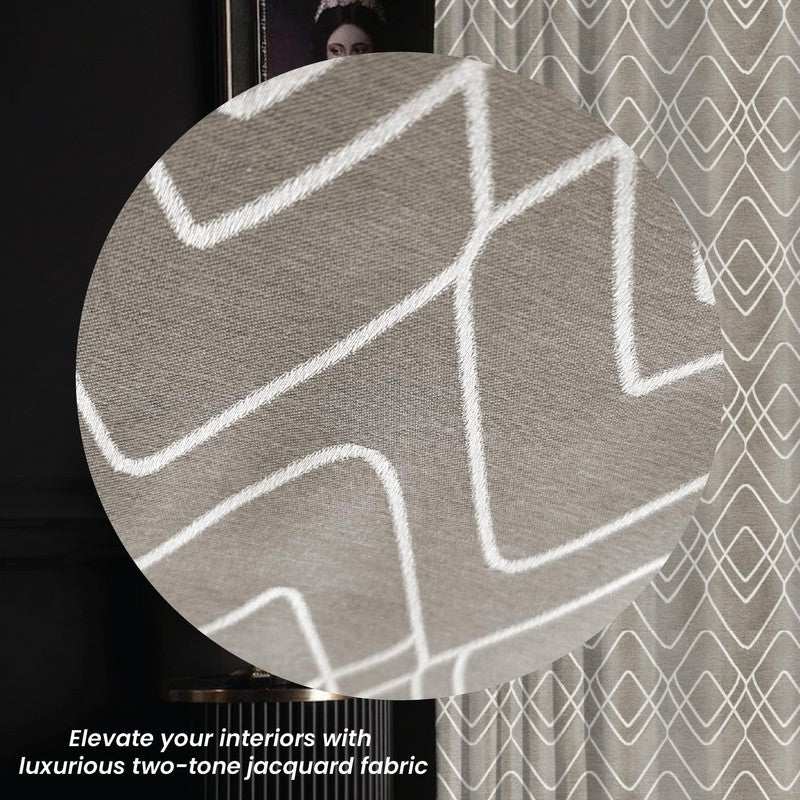 Urban Space Zigzag Brown Polyester Curtains - Set Of Two media 6