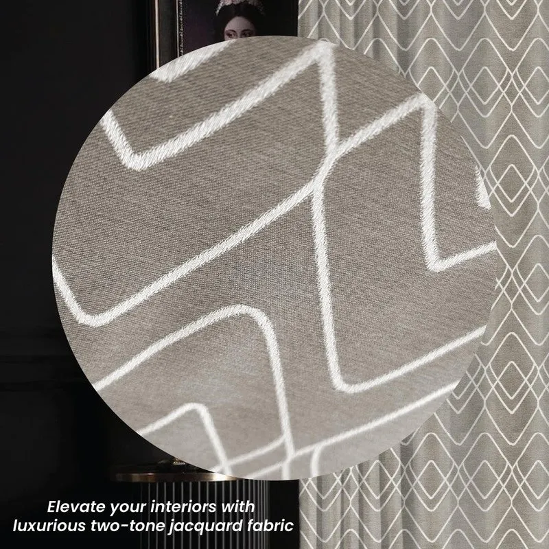 Urban Space Zigzag Brown Polyester Curtains - Set Of Two media 6