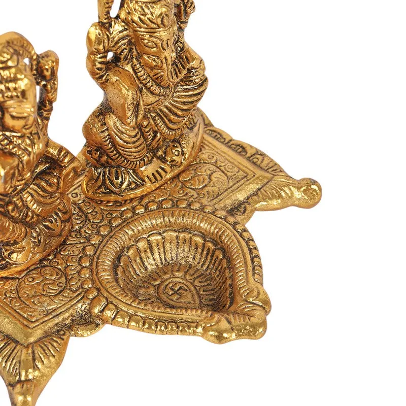 Mahalaxmi Ganesh Diya - Gold media 8