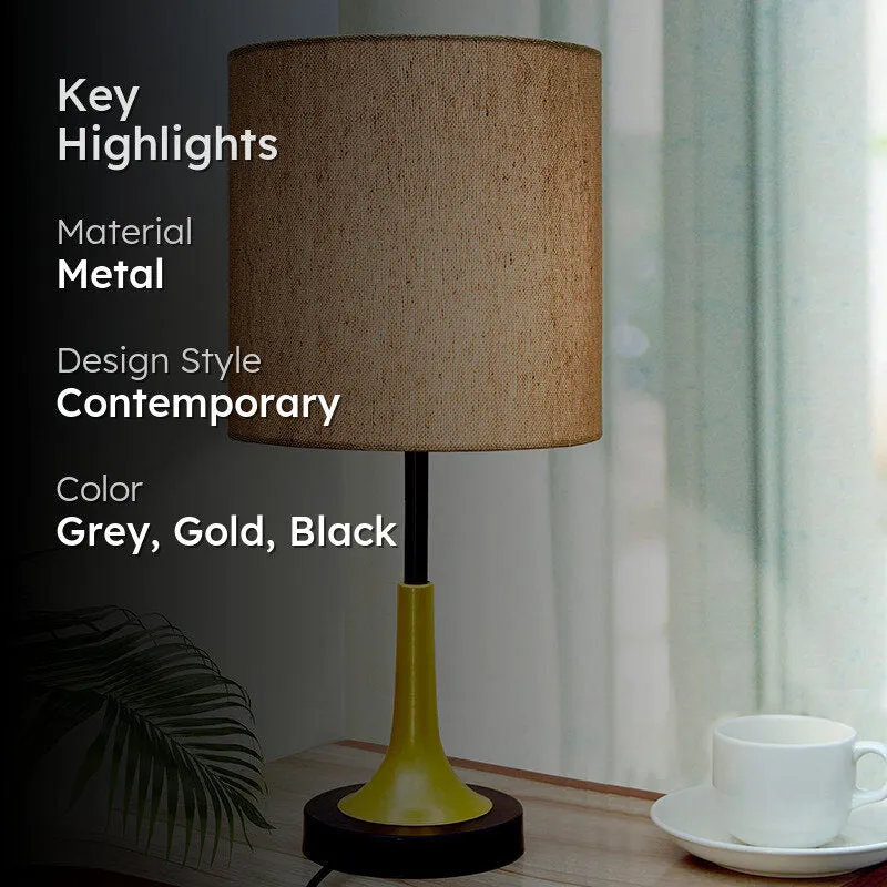 Arialla Drum Metal Table Lamp - Grey,Gold,Black media 2
