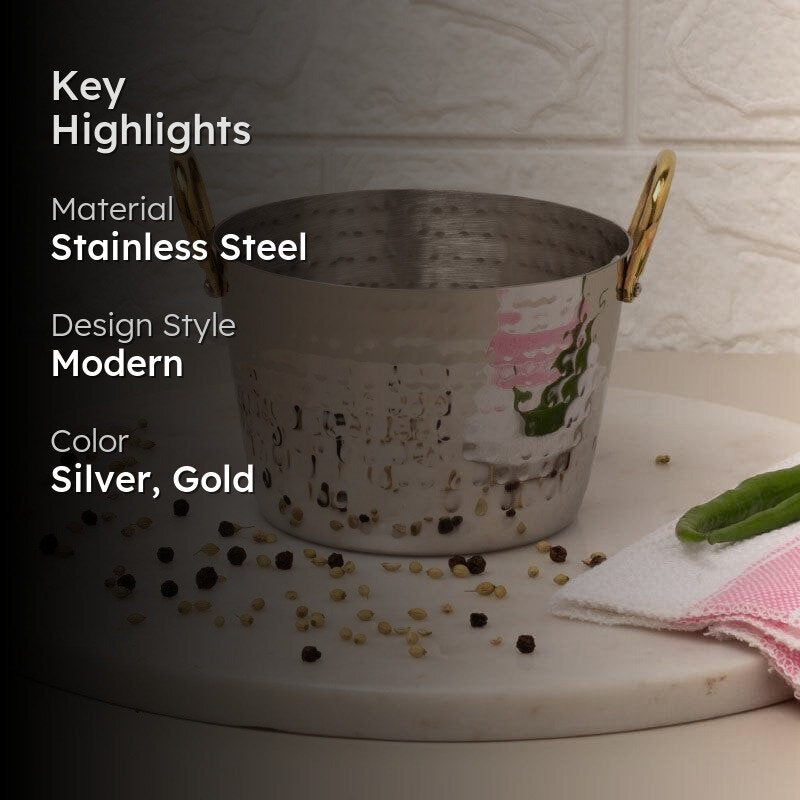 Vintage Allure Hammered Round Serving Pot - 600 ML media 2