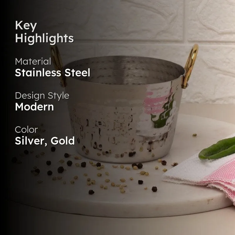 Vintage Allure Hammered Round Serving Pot - 600 ML media 2