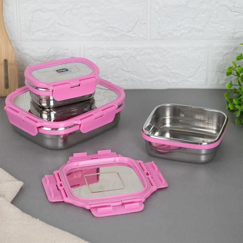 Savory Sam Pink Lunch Box (550/300/150 mL) - Three Piece Set media 7