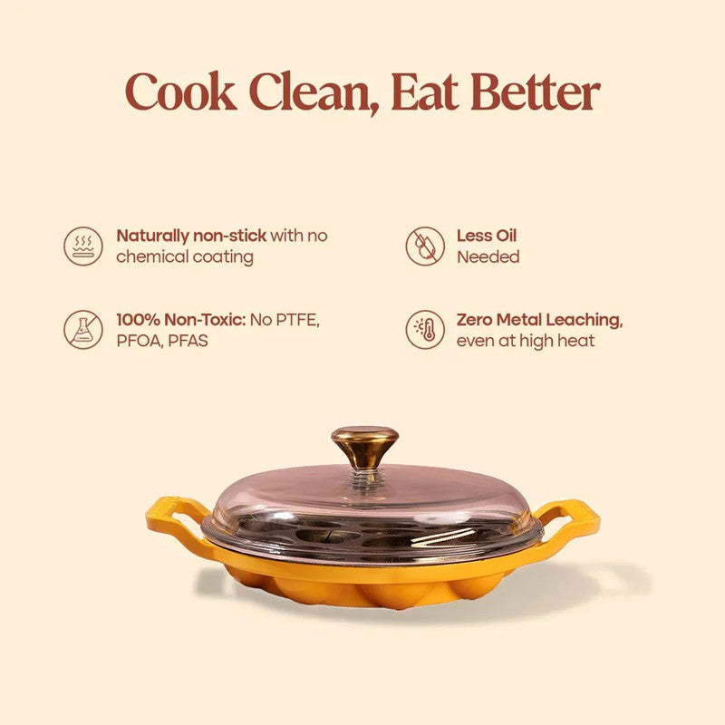 Cumin Co Enamel Cast Iron Paniyaram Pan - Mustard media 8