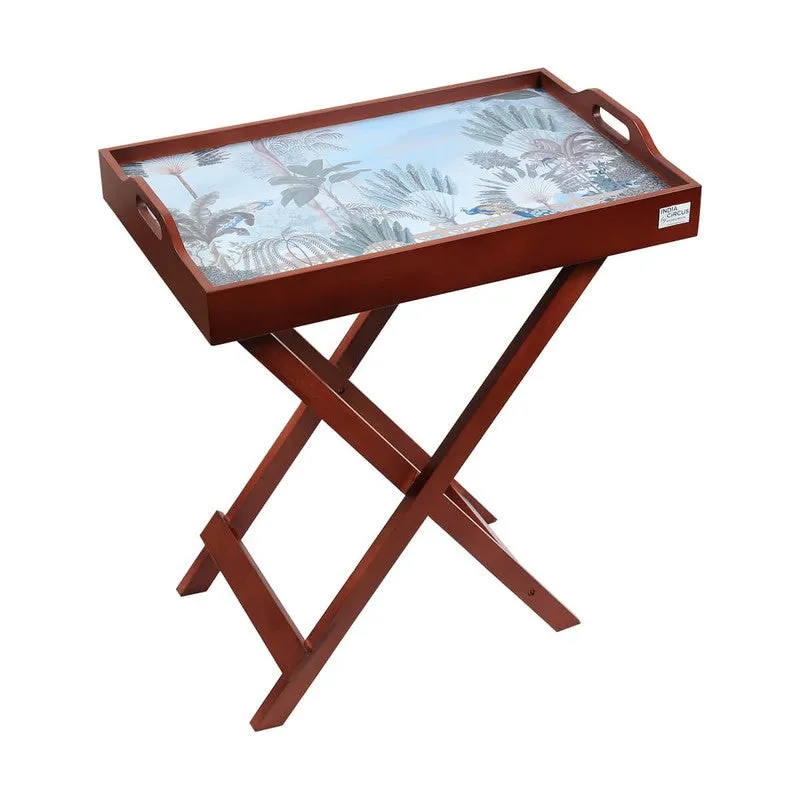 India Circus Teak Wood Blooming Tray Table media 3