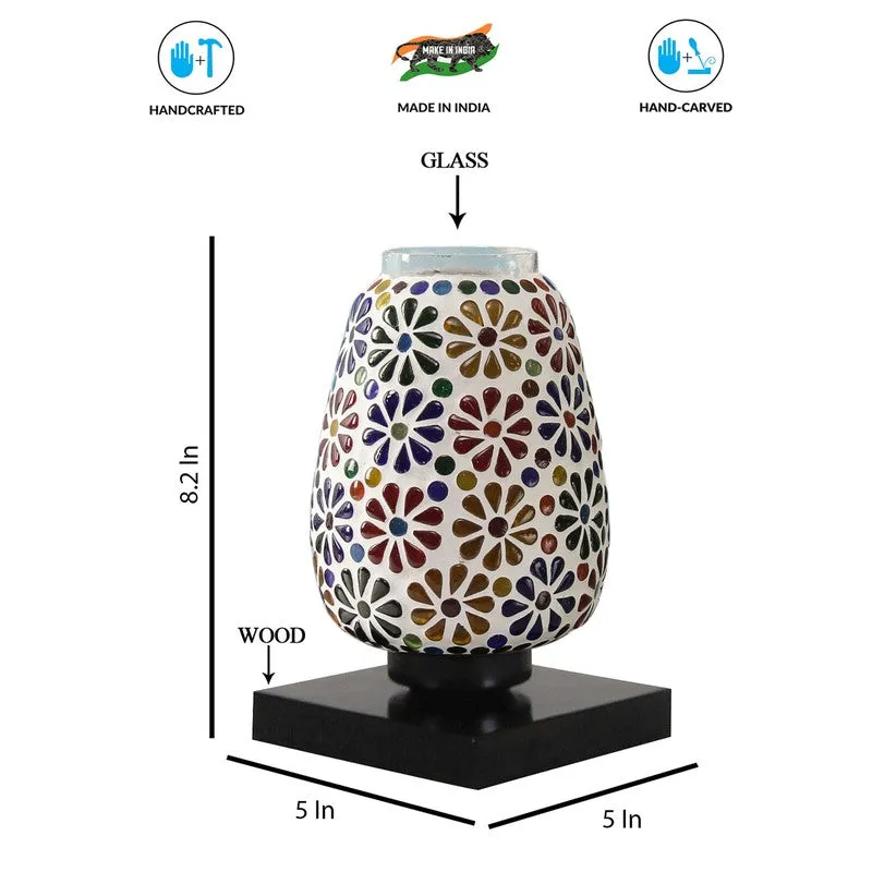 Mignora Mosaic Glass Table Lamp With Wooden Base - Multicolor media 9