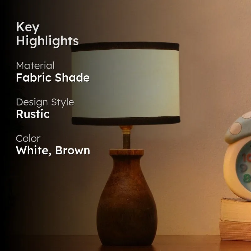 Sheldo Pora Fabric Table Lamp - White,Brown media 2