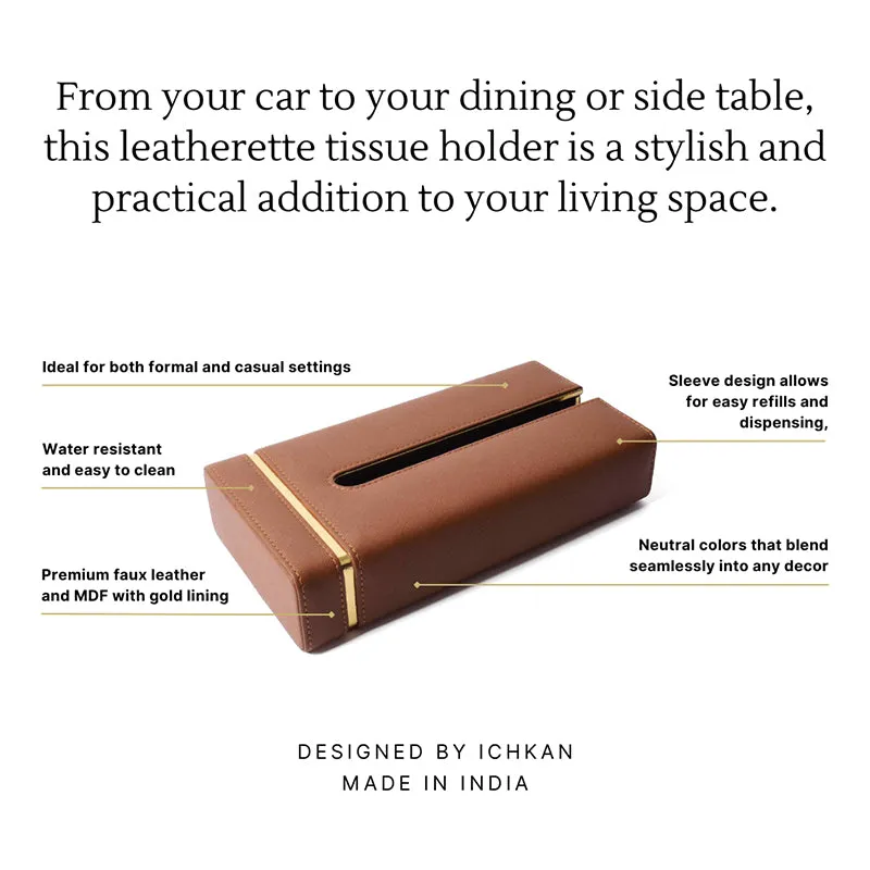 Ceastra Nuo Faux Leather Tissue Holder - Brown media 7
