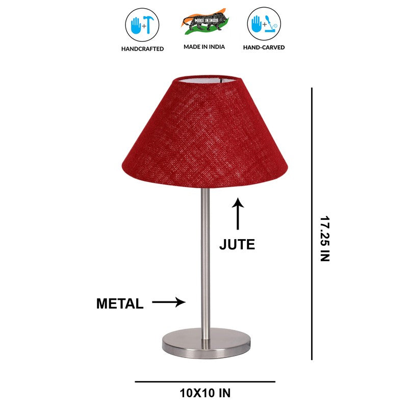 Noctra Luxe Glow Metal Table Lamp - Maroon media 8