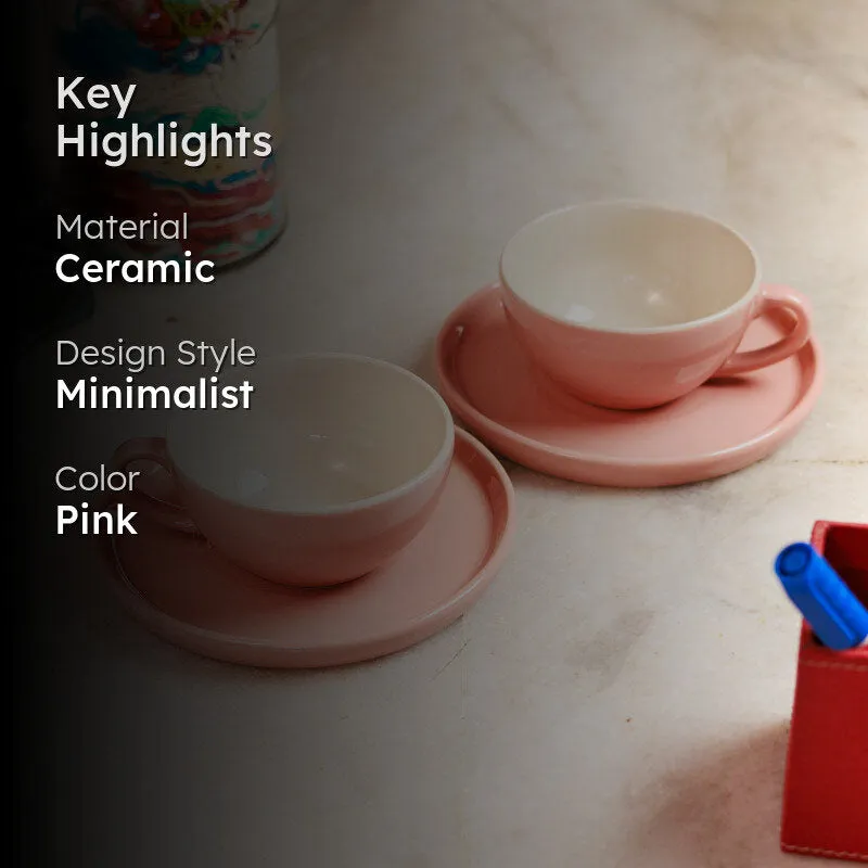 Blush & Brew Cup & Saucer (Pink/240 mL) - Four Piece Set media 2