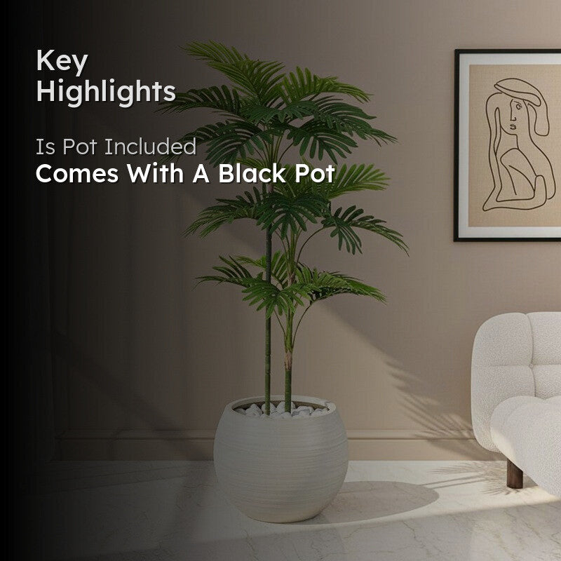Faux Everlasting Areca Palm Plant With Black Plastic Pot - 109 cm (3.6 ft) image 2