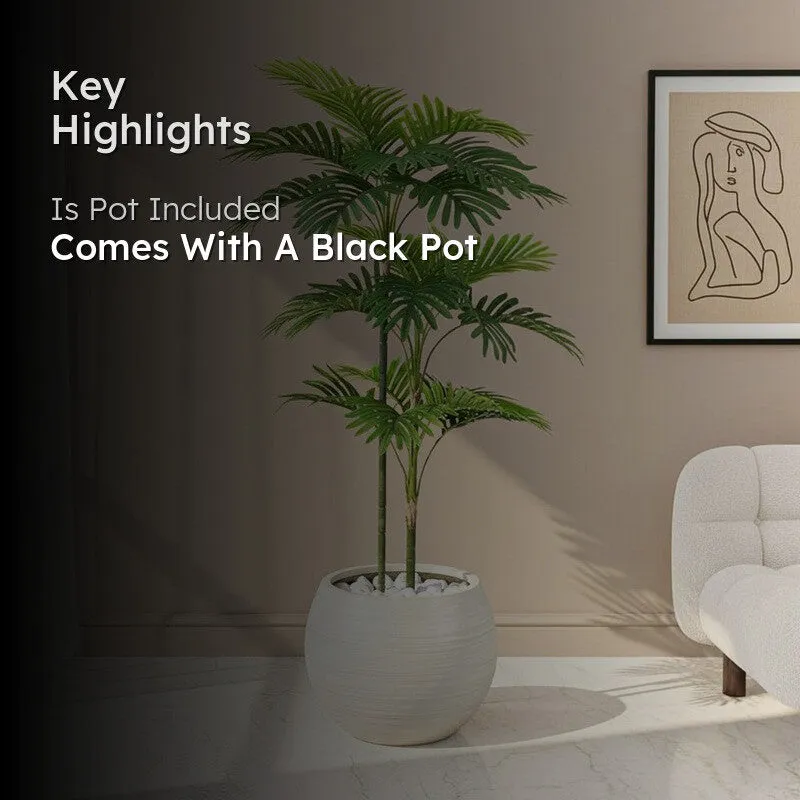 Faux Everlasting Areca Palm Plant With Black Plastic Pot - 109 cm (3.6 ft) media 2