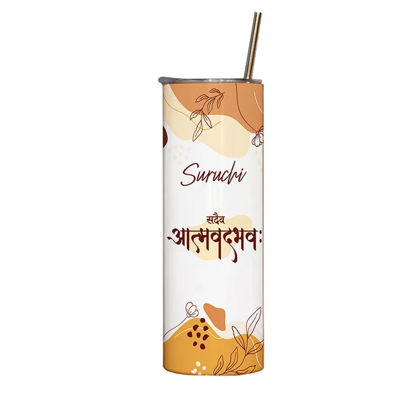 Doodle Motivation Steel Tumbler With Lid & Straw - 490 mL media 4