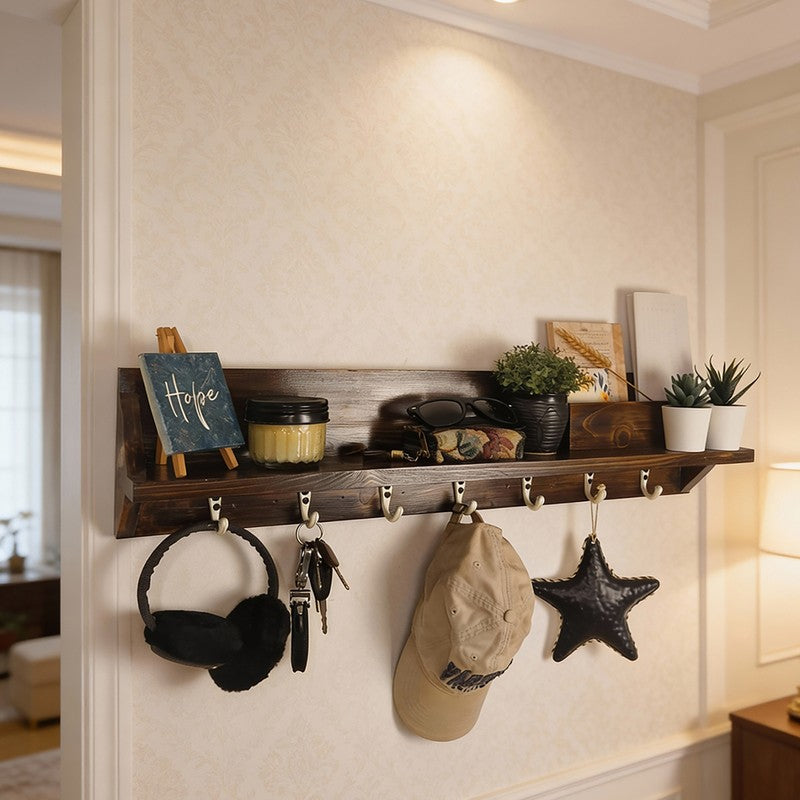 Zentique Wooden Wall Organiser with Key Holders