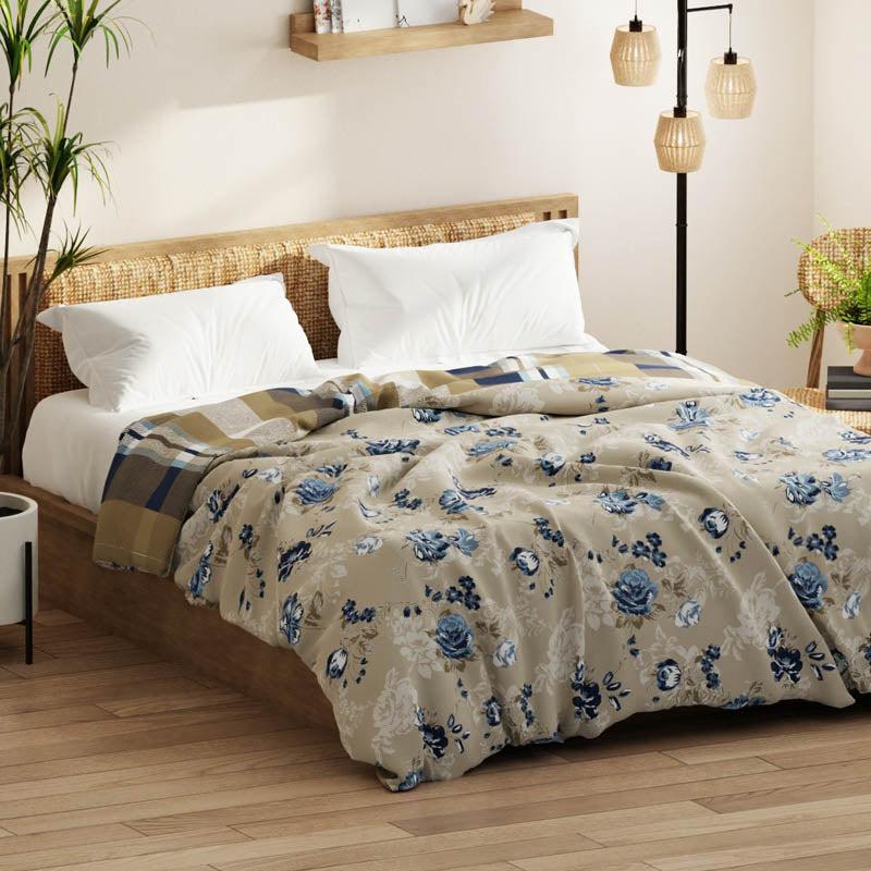 Vanya Floral Reversible Microfiber Comforter (Beige & Brown) - 120 GSM media 9