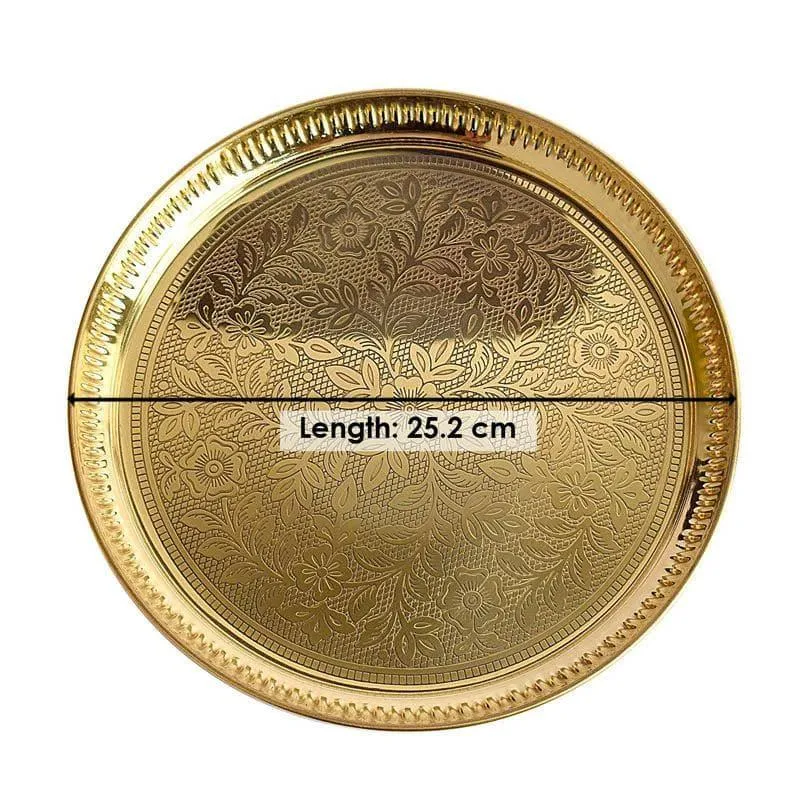 Traditional Floral Brass Pooja Thali media 4