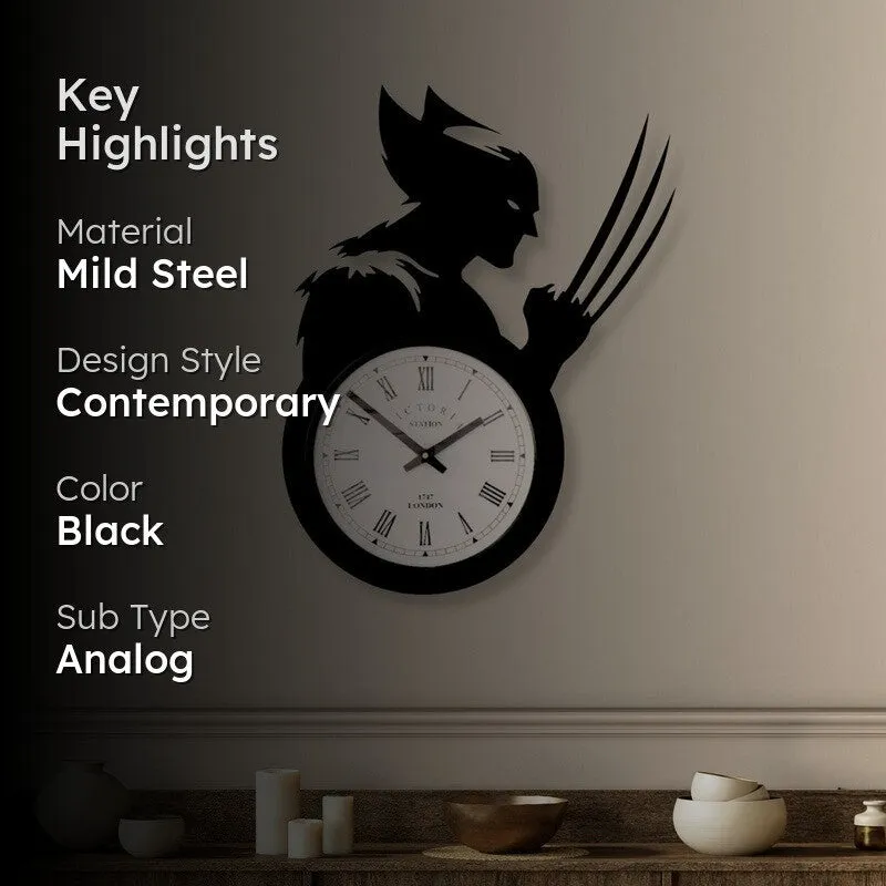 Wolverin Steel Analog Wall Clock - Black media 2