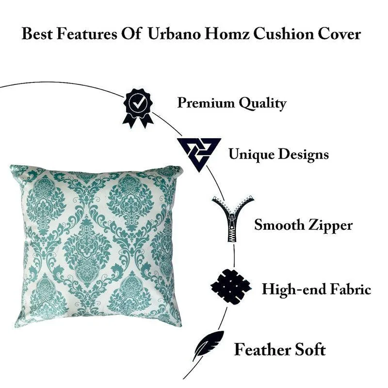 Tameira Jacquered Motif Printed Cushion Cover (Teal) - Set Of Five media 5