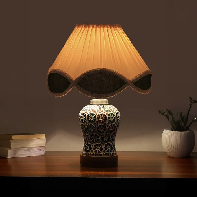 Astrona Arc Pleated Wooden Table Lamp - Multicolor media 1