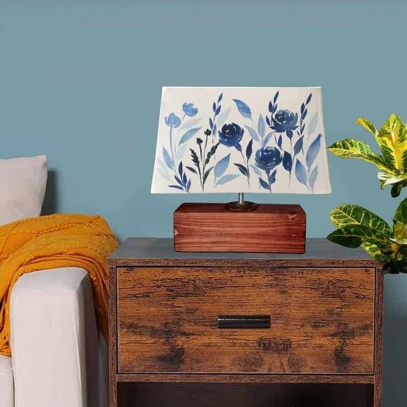 Indigo Blossom Handpainted Fabric Table Lamp - Multicolor media 5