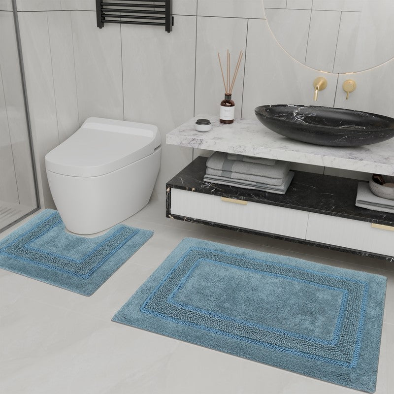 SpaStep Cotton Bath Mat (Blue) - Set of Two media 3