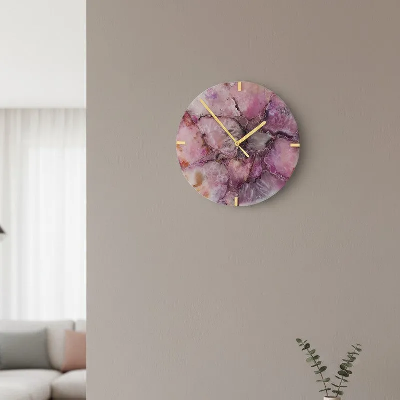 Obelia Handcrafted Agate Wall Clock - Purple media 3