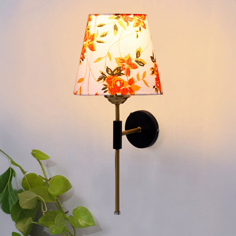 Beryll Printed Steel & Cotton Wall Lamp - Orange