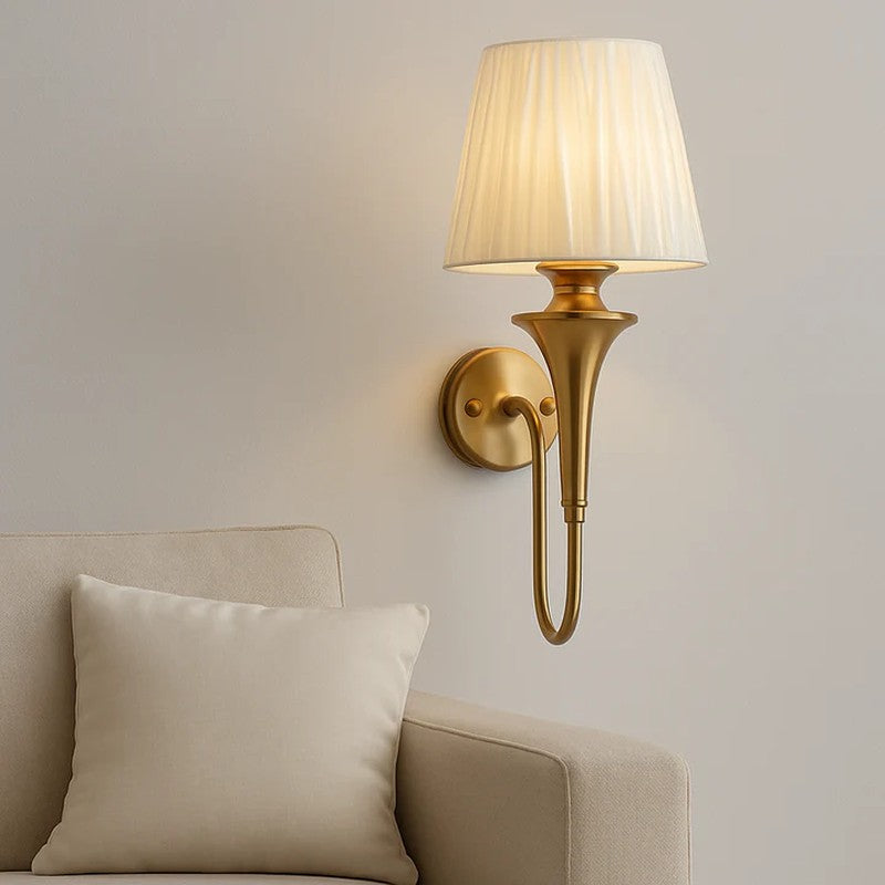 Luminthra Brass And Fabric Wall Lamp media 3